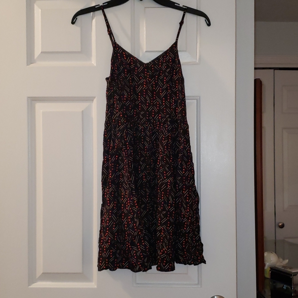 Black, red and cream mini dress